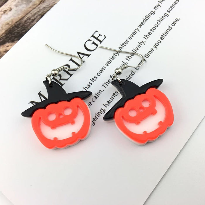 Wholesale Halloween Cute Pumpkin Acrylic Printing Earrings JDC-ES-QingM003