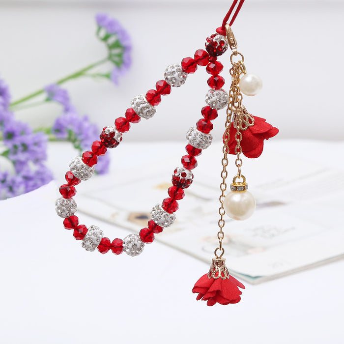 Wholesale Cropped Creative Plaster Flower Mobile Phone Lanyard Crystal Pendant Necklace Phone Case Charm Women's Accessories