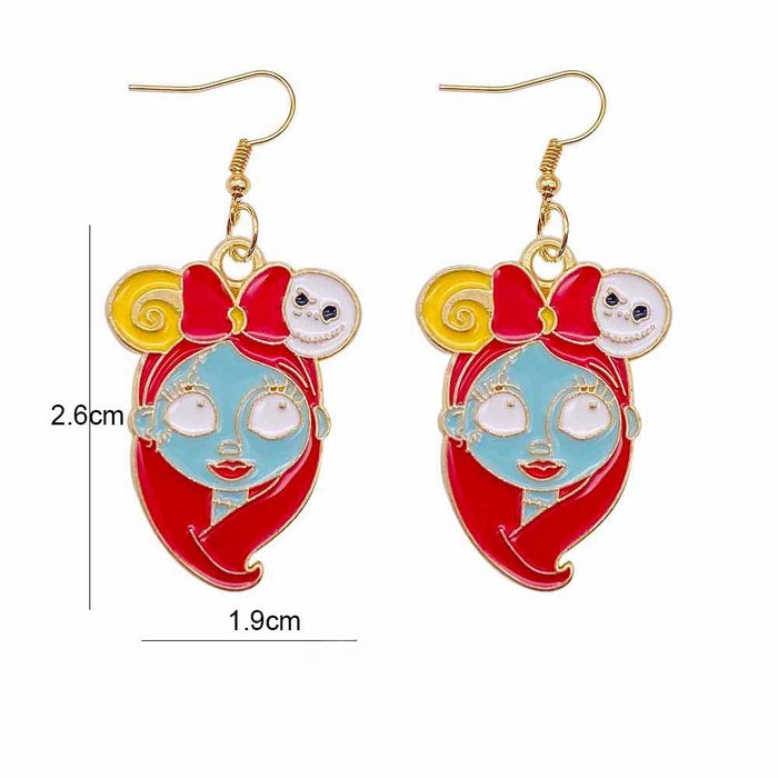 Wholesale Halloween Cartoon Pumpkin Ghost Imp Alloy Oil Drop Pendant Earrings JDC-ES-Chengy043