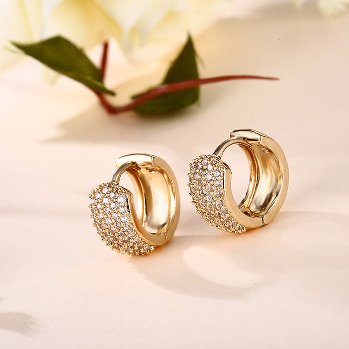 Wholesale Geometric Full Diamond Ear Ring Jewelry with Elegant Style Zircon Inlaid Diamond Copper Silver Plated Zircon Ear Clip Buckle