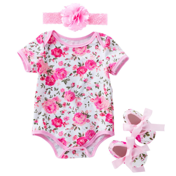 Wholesale Baby Onesies Rose Leopard Print Set JDC-BC-FeiK003