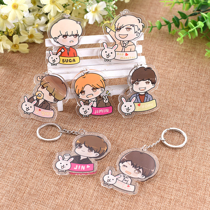 Wholesale Cartoon Double Layer Transparent Acrylic Keychain JDC-KC-YaQ003