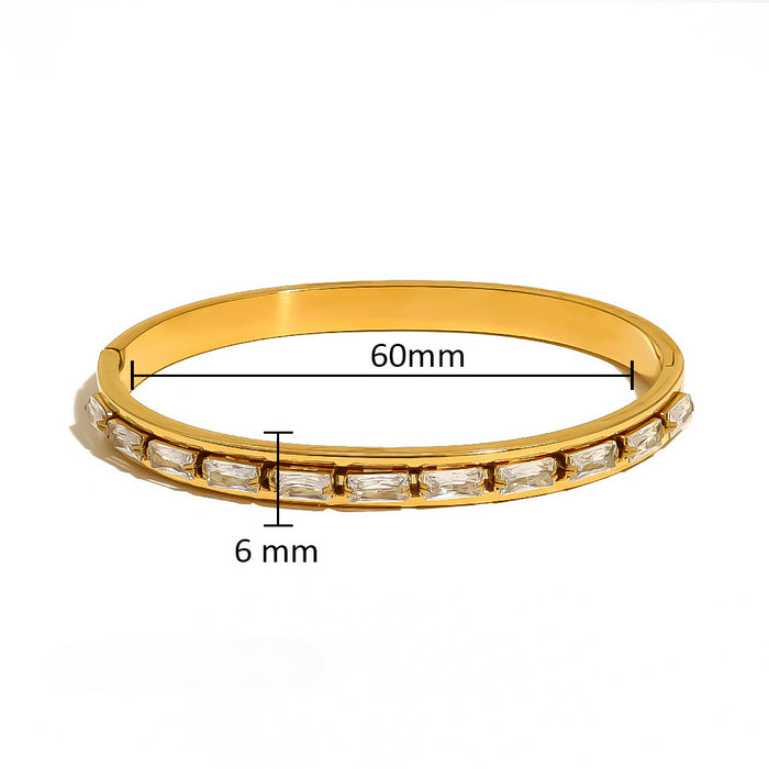 Wholesale Titanium Steel 18K Gold Plated Zircon Eight-pointed Star Flower Buckle Bracelet JDC-BT-ChengBing001