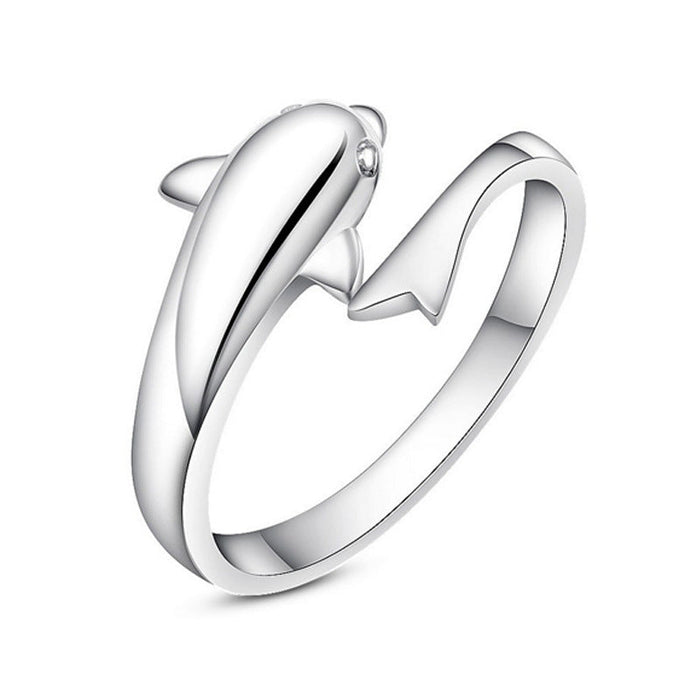 Wholesale 925 Sterling Silver Open Dolphin Ring JDC-RS-JianM017