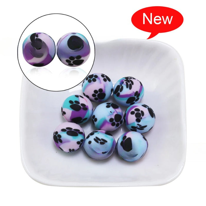 Wholesale 50PCS/PACK Leopard Print Water Transfer Silicone Beads JDC-BDS-HongZhou014