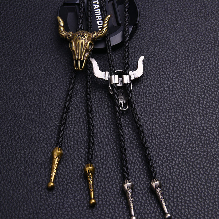 Wholesale Long Leather Bull Head Necklace JDC-NE-QN005