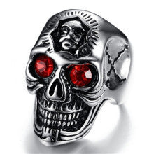 Wholesale W Skull Pipe Ring Domineering Diamond Alloy Ring Personality Punk Jewelry JDC-RS-Baos002