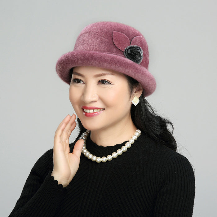 Wholesale Imitation Mink Fur Full Roll Bucket Hat Small Hat JDC-FH-DG013