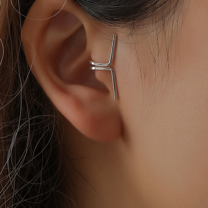 Wholesale Minimalist and personalized alloy cartilage earrings with double loops and ear clips without ear holes