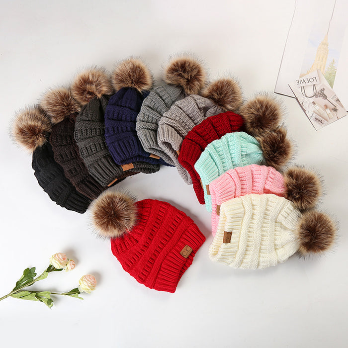 Wholesale Simple Autumn and Winter Ponytail with Wool Ball Yarn Cap JDC-FH-HengYu003