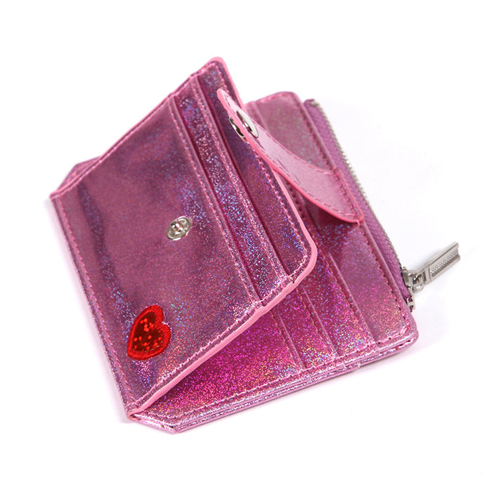 Wholesale PU Heart Embroidered Ladies Zipper Card Holder JDC-WT-KuK005