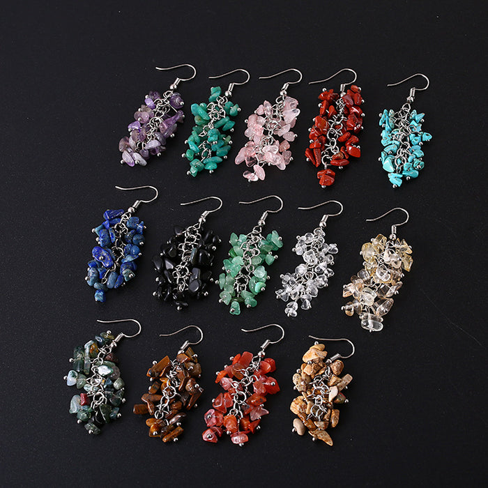 Wholesale Natural Crystal Stone Earrings Pure Handmade Tassel JDC-ES-HXu009