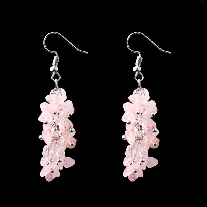 Wholesale Natural Crystal Stone Earrings Pure Handmade Tassel JDC-ES-HXu009