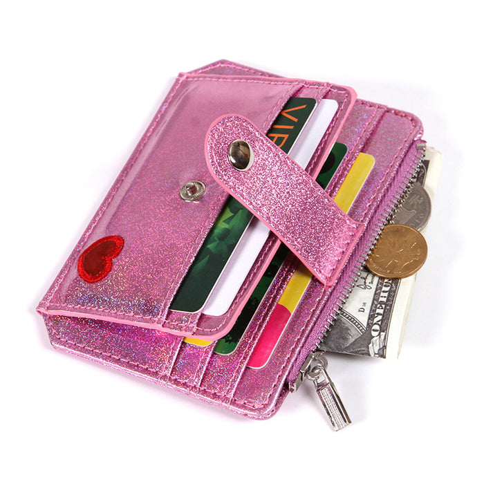 Wholesale PU Heart Embroidered Ladies Zipper Card Holder JDC-WT-KuK005