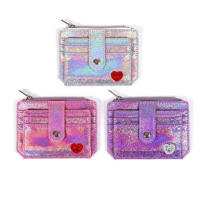 Wholesale PU Heart Embroidered Ladies Zipper Card Holder JDC-WT-KuK005