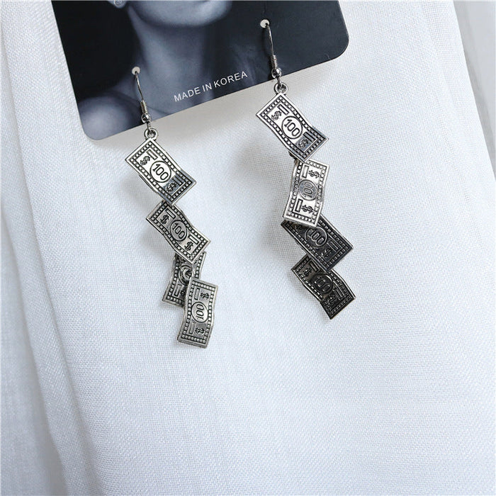 Wholesale Earrings Alloy Hip Hop Retro Distressed Dollars JDC-ES-Wenhua005