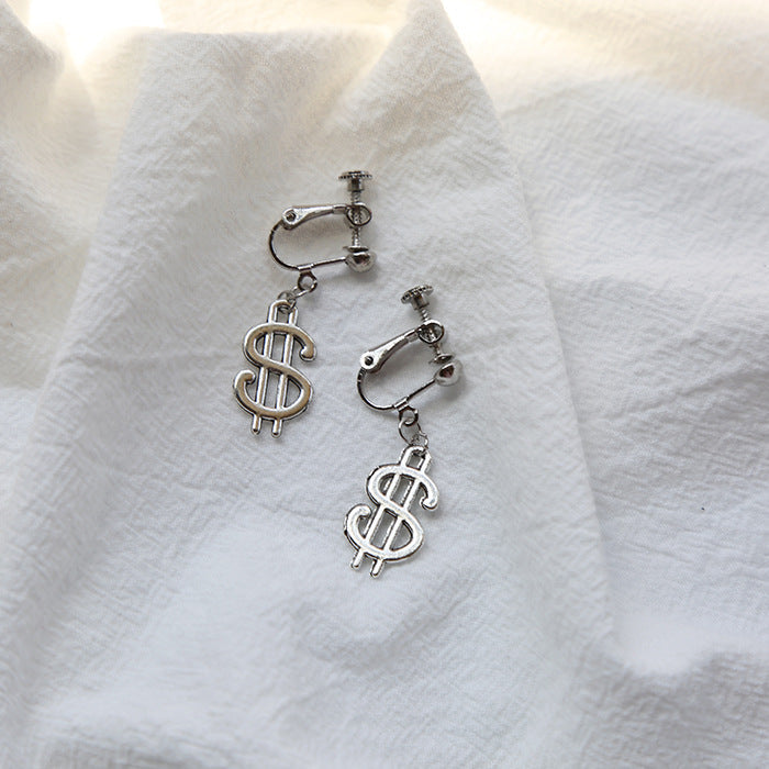 Wholesale Earrings Alloy Hip Hop Retro Distressed Dollars JDC-ES-Wenhua005