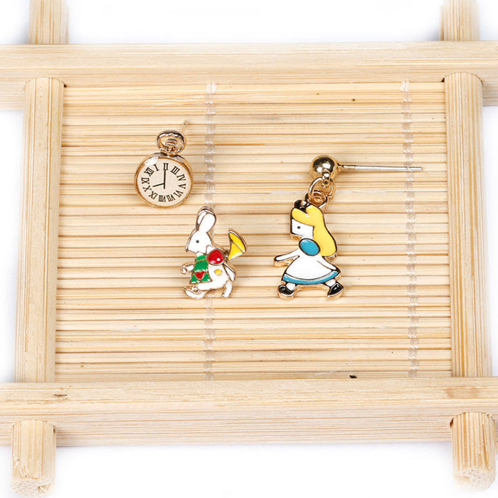 Wholesale Earring Alloy Cute Cartoon Clock Rabbit (M) JDC-ES-QiR006