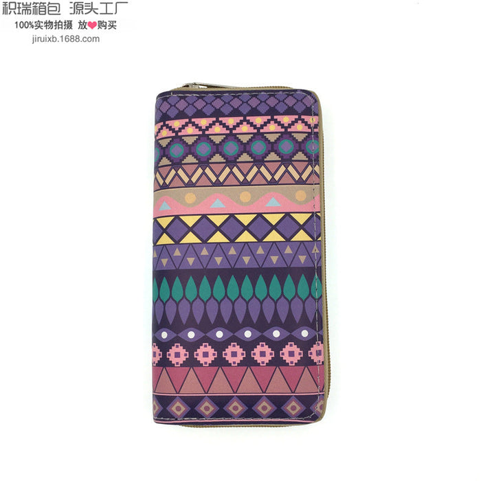 Wholesale PU Ethnic Wallet Long Coin Purse JDC-WT-JiRui007