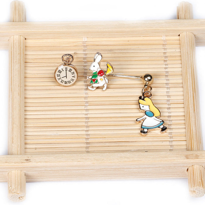 Wholesale Earring Alloy Cute Cartoon Clock Rabbit (M) JDC-ES-QiR006