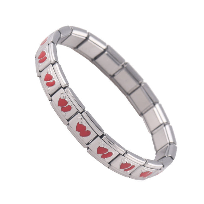 Wholesale Elastic One Arrow Double Heart Stainless Steel Bracelet JDC-BT-ChaoX002