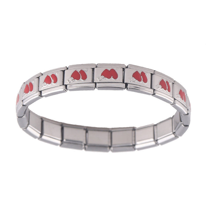 Wholesale Elastic One Arrow Double Heart Stainless Steel Bracelet JDC-BT-ChaoX002