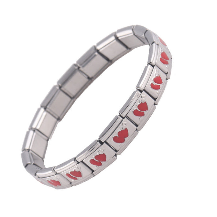 Wholesale Elastic One Arrow Double Heart Stainless Steel Bracelet JDC-BT-ChaoX002