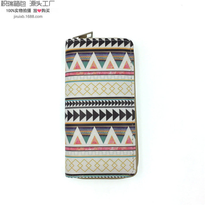 Wholesale PU Ethnic Wallet Long Coin Purse JDC-WT-JiRui007