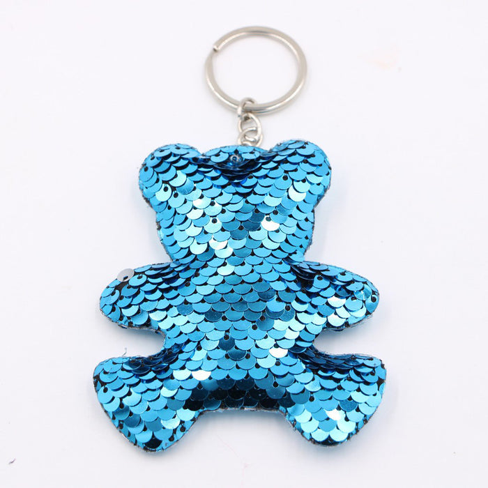 Wholesale Green Clover Sequined Pendant Keychain Fashion Accessory for Bags MOQ≥3