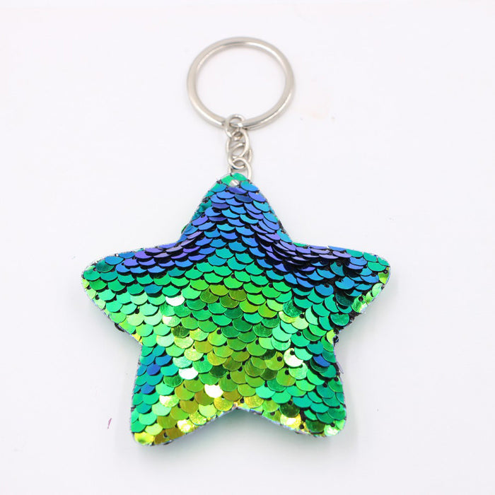 Wholesale Green Clover Sequined Pendant Keychain Fashion Accessory for Bags MOQ≥3