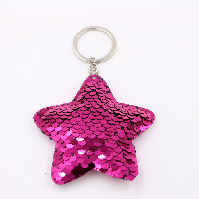 Wholesale Green Clover Sequined Pendant Keychain Fashion Accessory for Bags MOQ≥3