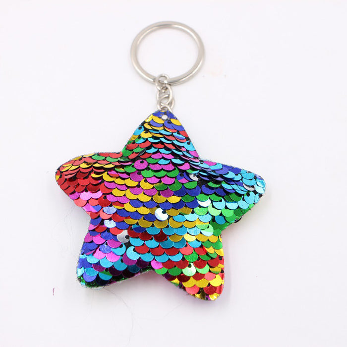 Wholesale Green Clover Sequined Pendant Keychain Fashion Accessory for Bags MOQ≥3