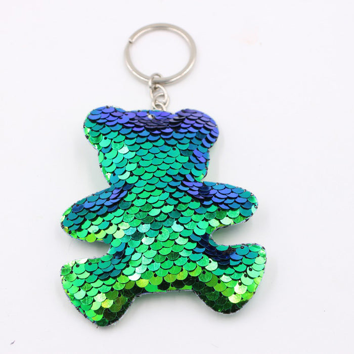 Wholesale Green Clover Sequined Pendant Keychain Fashion Accessory for Bags MOQ≥3