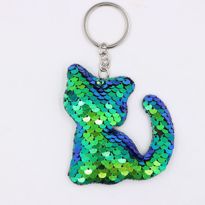 Wholesale Green Clover Sequined Pendant Keychain Fashion Accessory for Bags MOQ≥3