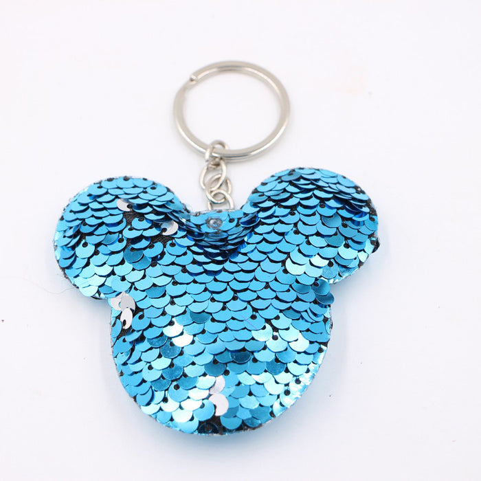 Wholesale Green Clover Sequined Pendant Keychain Fashion Accessory for Bags MOQ≥3