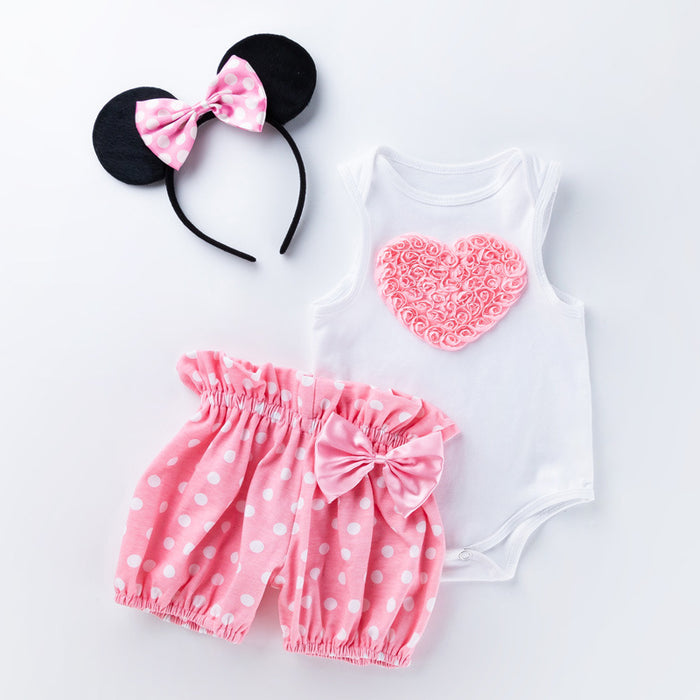 Wholesale Baby Girl Cartoon Love Polka Dot Shorts Set JDC-BC-FeiK002