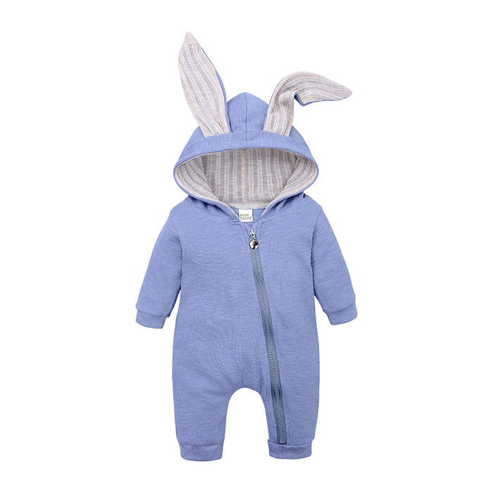 Wholesale Baby and Children's Big Ear Rabbit Jumpsuit Hooded Zipper Crawling Clothes JDC-BC-SK001