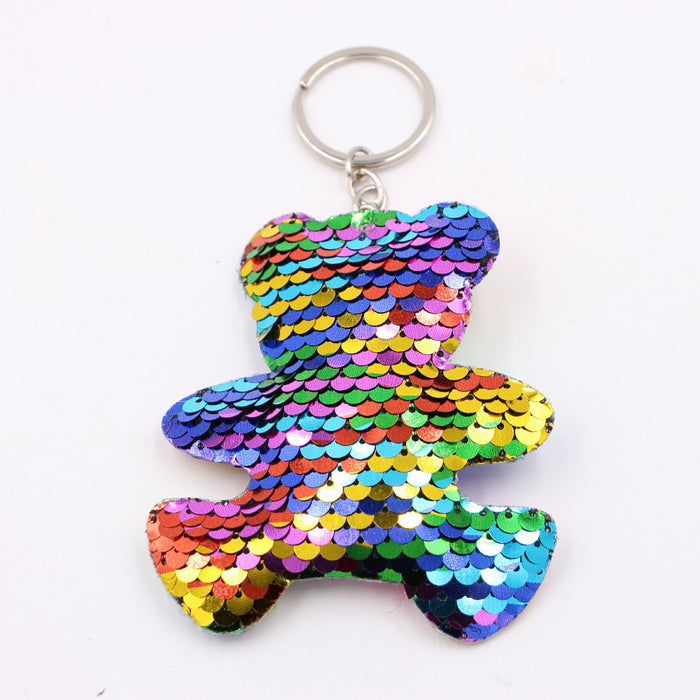 Wholesale Green Clover Sequined Pendant Keychain Fashion Accessory for Bags MOQ≥3
