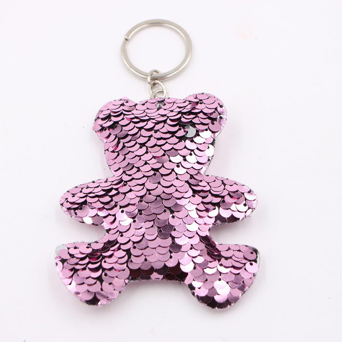 Wholesale Green Clover Sequined Pendant Keychain Fashion Accessory for Bags MOQ≥3