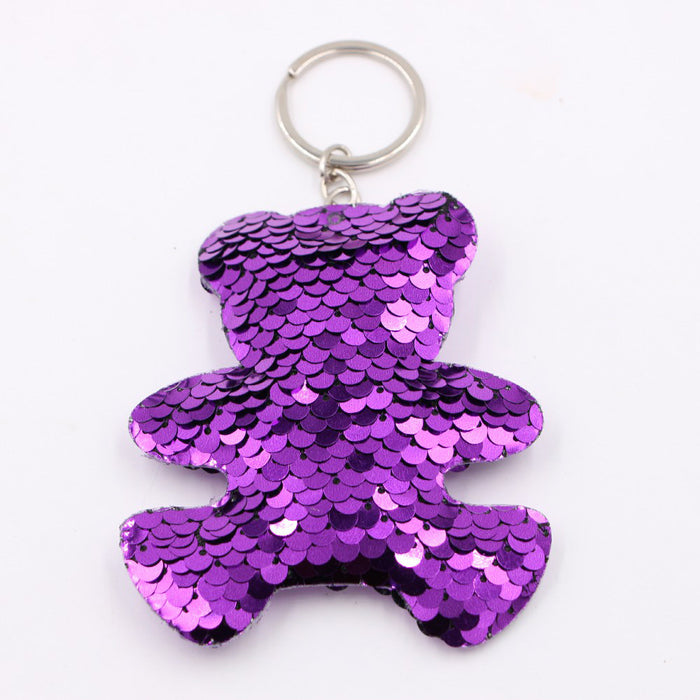 Wholesale Green Clover Sequined Pendant Keychain Fashion Accessory for Bags MOQ≥3