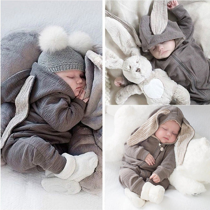 Wholesale Baby and Children's Big Ear Rabbit Jumpsuit Hooded Zipper Crawling Clothes JDC-BC-SK001