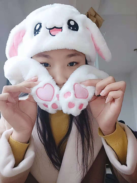 Wholesale Bunny hat with moving ears cute plush warm hat