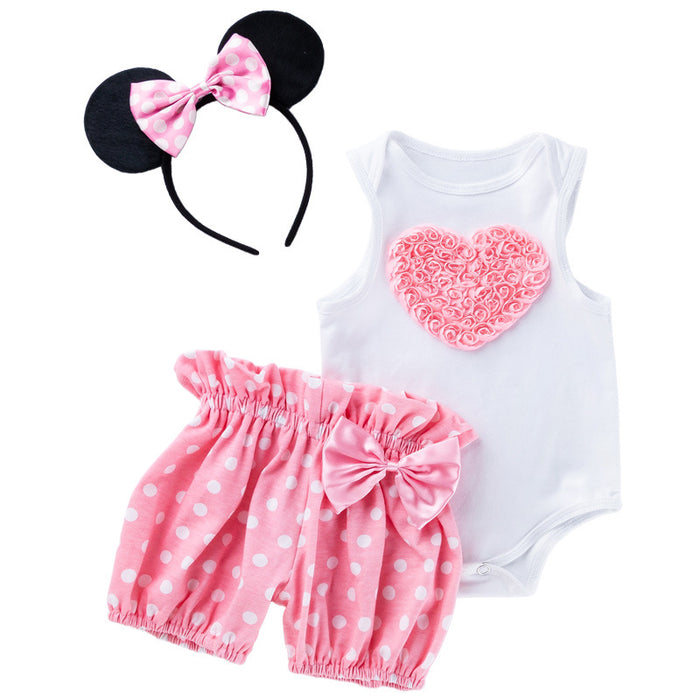 Wholesale Baby Girl Cartoon Love Polka Dot Shorts Set JDC-BC-FeiK002