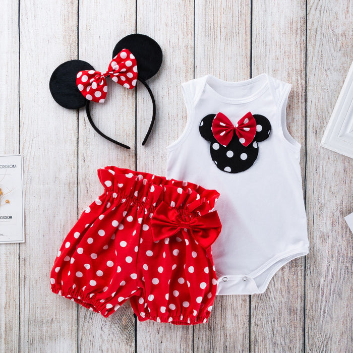 Wholesale Baby Girl Cartoon Love Polka Dot Shorts Set JDC-BC-FeiK002