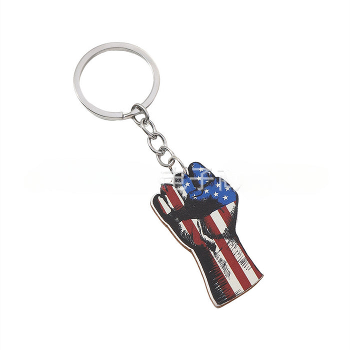 Wholesale Wooden Independence Day Keychain JDC-KC-RongRui006