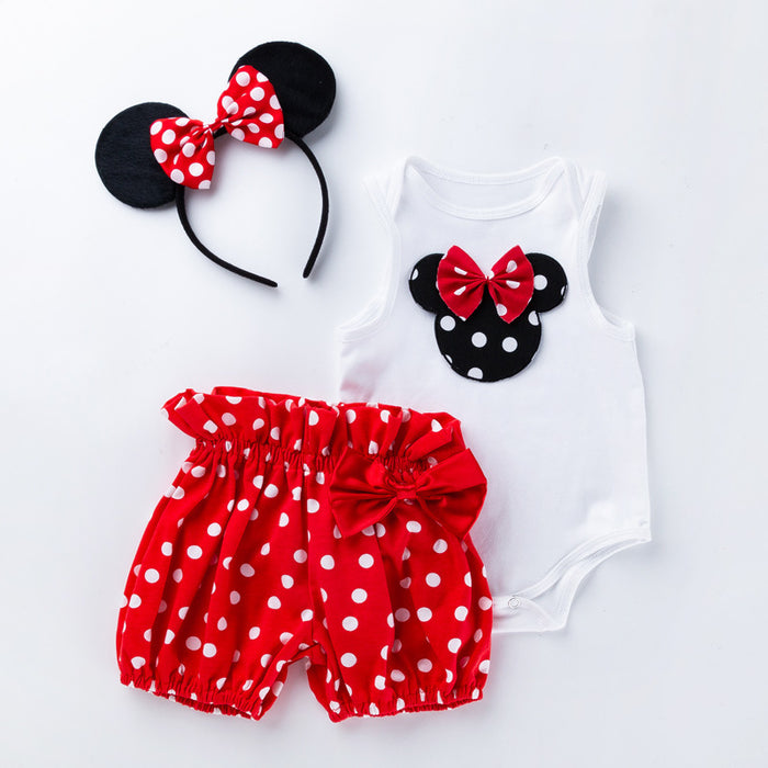 Wholesale Baby Girl Cartoon Love Polka Dot Shorts Set JDC-BC-FeiK002