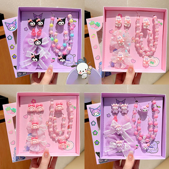 Wholesale Children's Sanrio Jewelry Gift Box Set Little Girl Necklace Ring Baby Hair Accessories Earrings Girls Hairpin Accessories JDC-NE-Zaix001