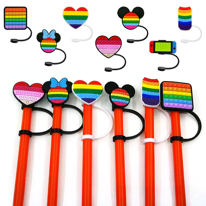 Wholesale 10PCS Cute Silicone Straw Set JDC-SCR-KuaJ004