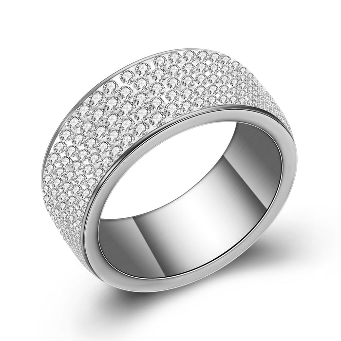 Wholesale Stainless Steel Titanium Steel Dot Diamond Rings Simple and Fashionable Couple Rings