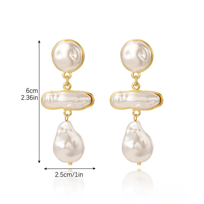 Wholesale Irregular Long Pearl Earrings JDC-ES-ManY052